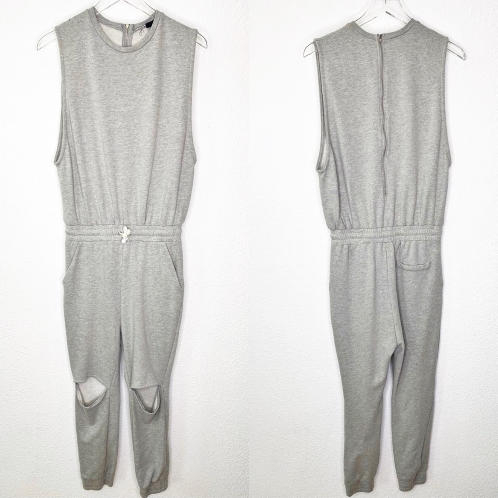 Nude‎ Jogger Jumpsuit grey open knee zip back size small
